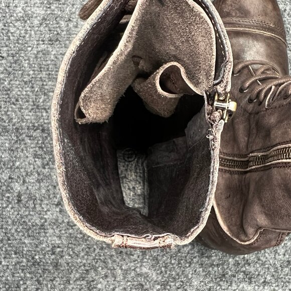 All Saints Spitalfields boots Women's 8 Rustic Brown Leather Moto Combat Lace Up - Picture 11 of 14